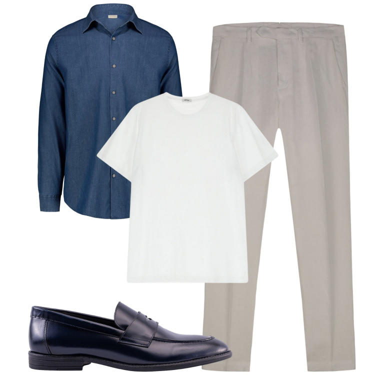 Outfit uomo - Total look #2213497. Stile Business/Elegante per Ufficio. Abbinamento con t-shirt, camicie, pantaloni, scarpe stringate.