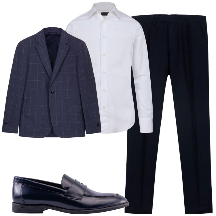 Outfit uomo - Total look #2213505. Stile Business/Elegante per Ufficio. Abbinamento con pantaloni, giacche, camicie, scarpe stringate.