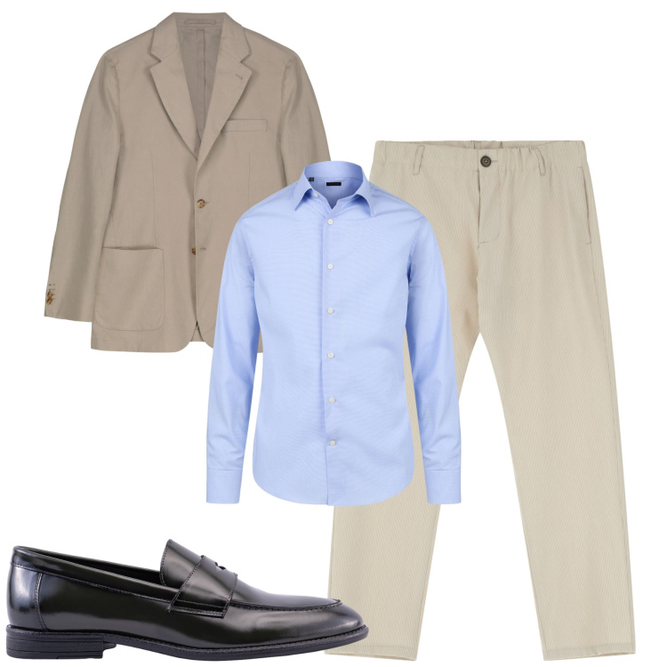 Outfit uomo - Total look #2213508. Stile Business/Elegante per Tutti i giorni. Abbinamento con pantaloni, camicie, giacche, scarpe stringate.