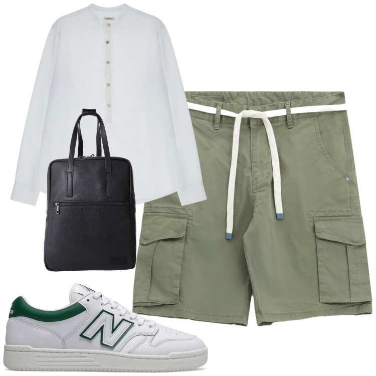 Outfit uomo - Total look #2213517. Stile Trendy per Tutti i giorni. Abbinamento con sneakers, borse sportive, camicie, bermuda.