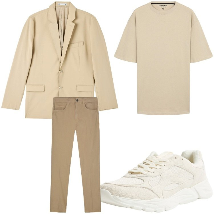 Outfit uomo - Giacca e sneakers. Stile Casual per Tutti i giorni. Abbinamento con giacche, sneakers, t-shirt, pantaloni.