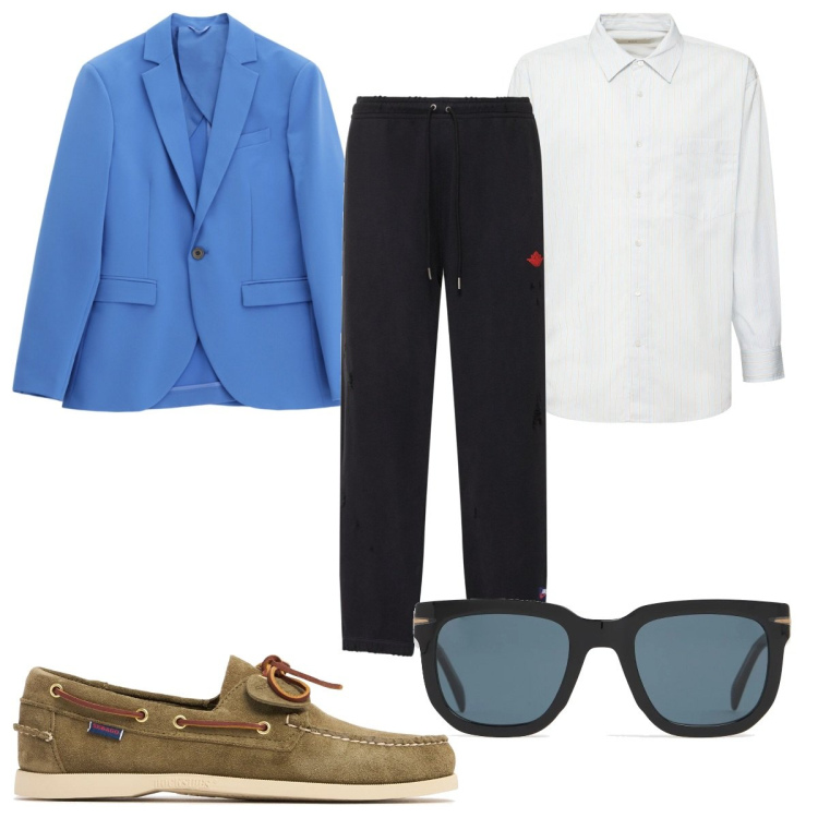Outfit uomo - Total look #2213542. Stile Trendy per Tutti i giorni. Abbinamento con giacche, occhiali da sole, camicie, scarpe stringate, pantaloni.