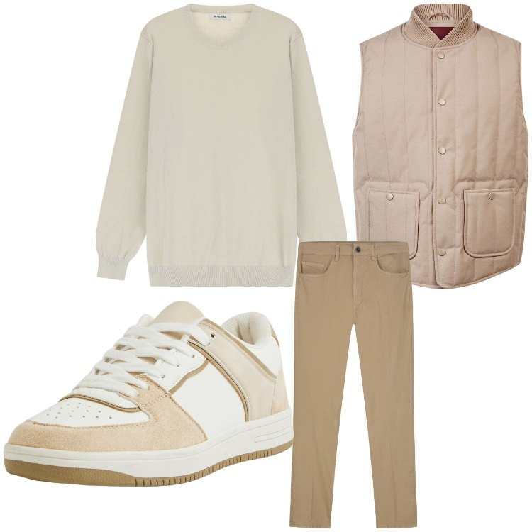 Outfit uomo - Val venosta. Stile Casual per Tutti i giorni. Abbinamento con sneakers, maglieria, piumini, pantaloni.