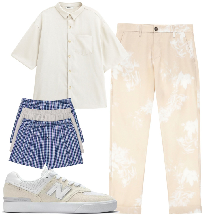 Outfit uomo - Total look #2213553. Stile Trendy per Tutti i giorni. Abbinamento con boxer, sneakers, pantaloni, camicie a manica corta.