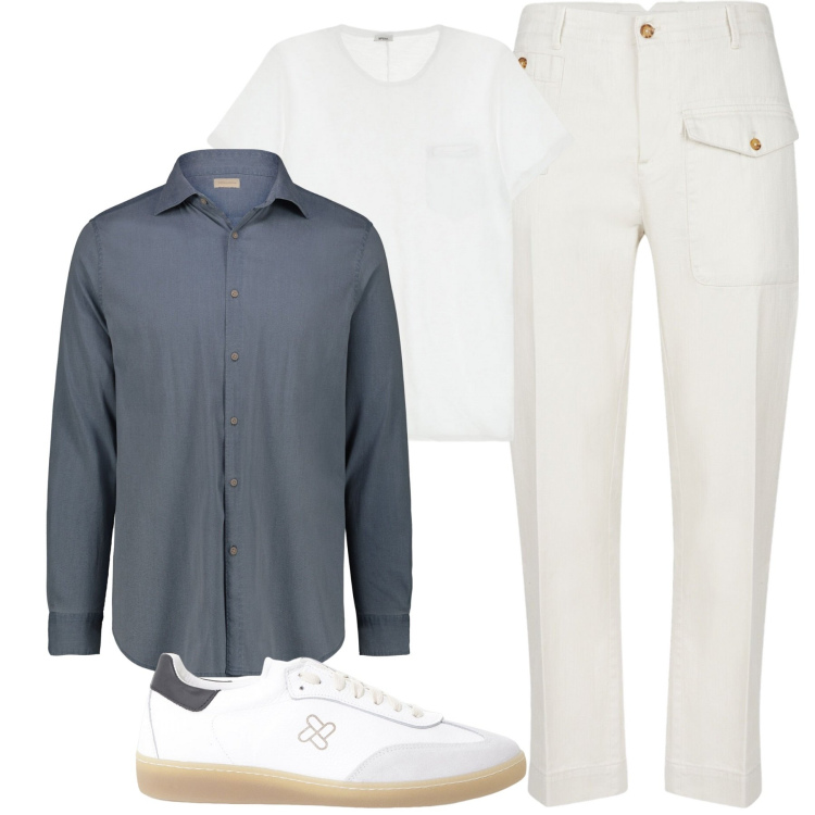 Outfit uomo - Total look #2213558. Stile Trendy per Tutti i giorni. Abbinamento con sneakers, t-shirt, pantaloni, camicie.