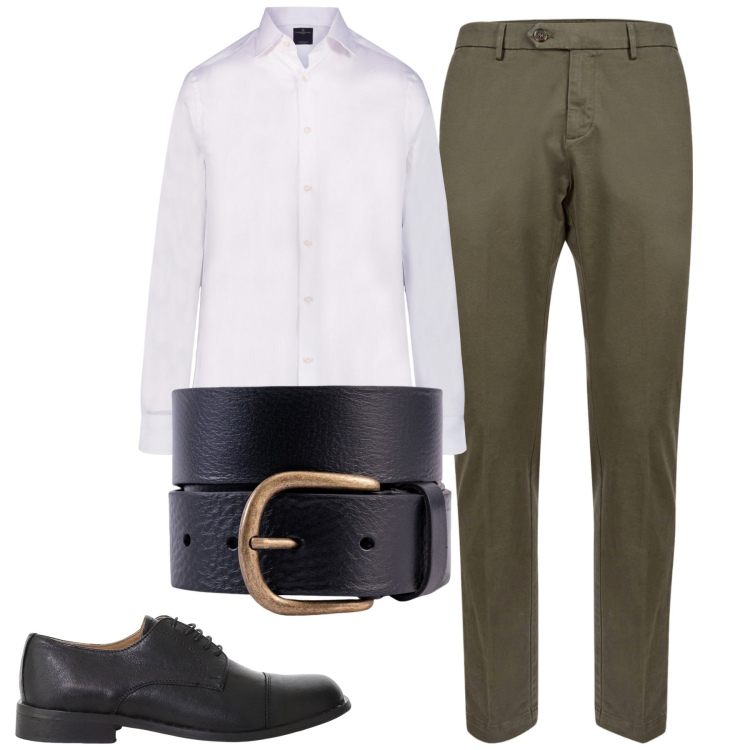 Outfit uomo - Total look #2213568. Stile Business/Elegante per Ufficio. Abbinamento con scarpe stringate, camicie, pantaloni chino, cinture.