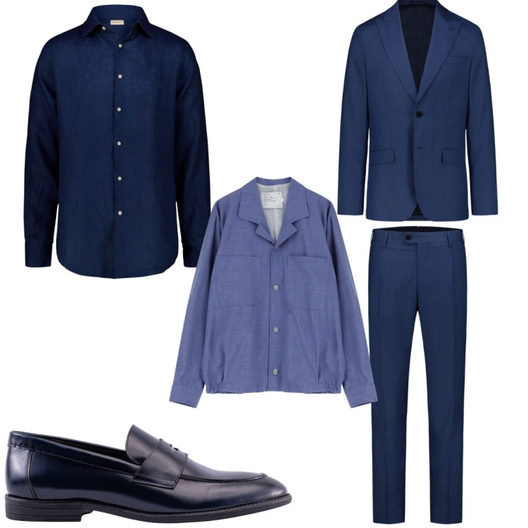 Outfit uomo - Total look #2213735. Stile Business/Elegante per Ufficio. Abbinamento con cappotti, abiti, camicie, scarpe stringate.