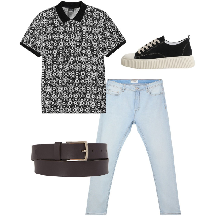 Outfit uomo - La camicia particolare. Stile Casual per Tutti i giorni. Abbinamento con polo, jeans skinny, sneakers, cinture.