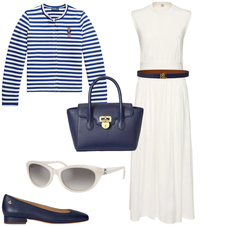 Outfit donna - Total look #2213915. Stile Chic per Tutti i giorni. Abbinamento con ballerine, cardigans, borse a mano, cinture, occhiali da sole, vestiti lunghi.