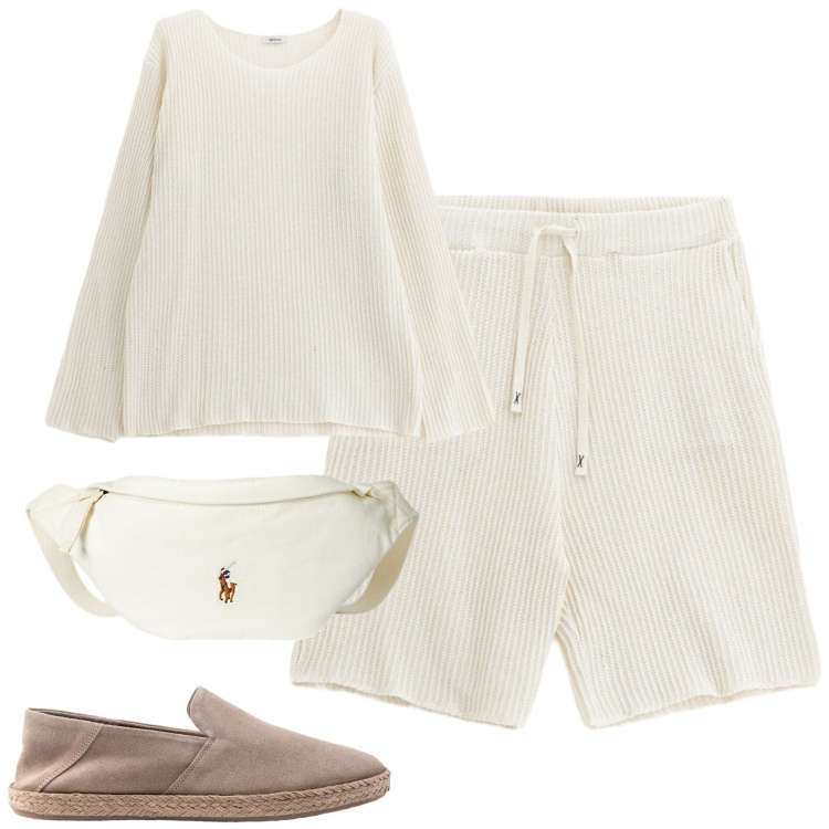 Outfit uomo - Stiloso. Stile Casual per Tutti i giorni. Abbinamento con pullovers, bermuda, borse sportive, espadrillas.