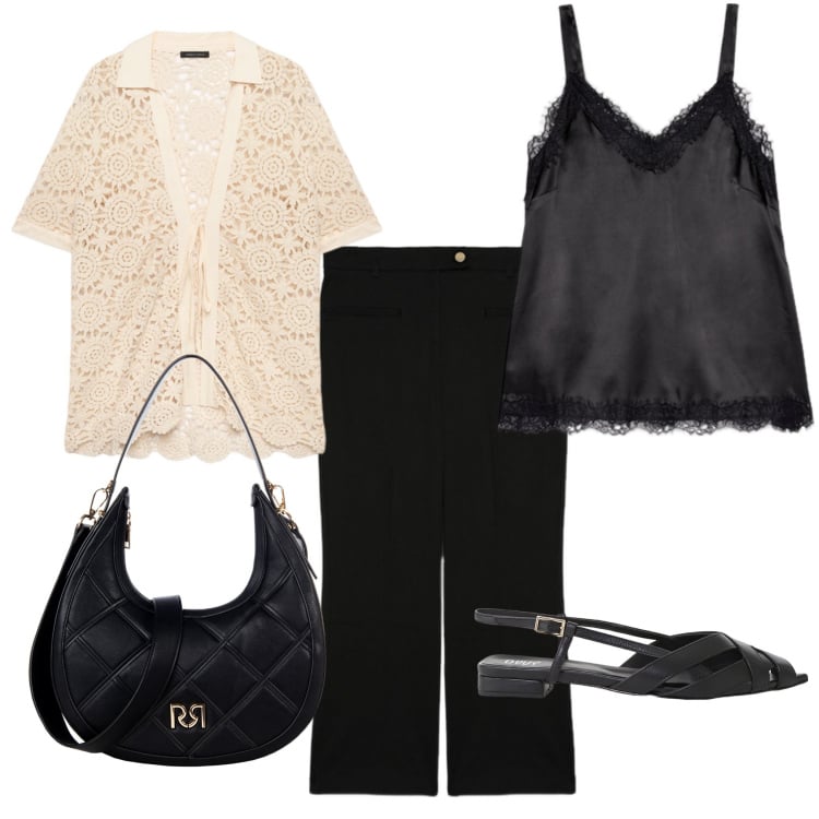 Outfit donna - Fiorella Rubino 7. Stile Casual chic per Tutti i giorni. Abbinamento con borse a tracolla, sandali, camicie a manica corta, pantaloni, canottiere.