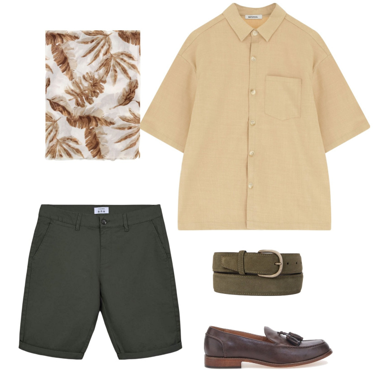 Outfit uomo - L\' eleganza del lino. Stile Trendy per Tutti i giorni. Abbinamento con bermuda, camicie a manica corta, sciarpe e foulard, scarpe stringate, cinture.