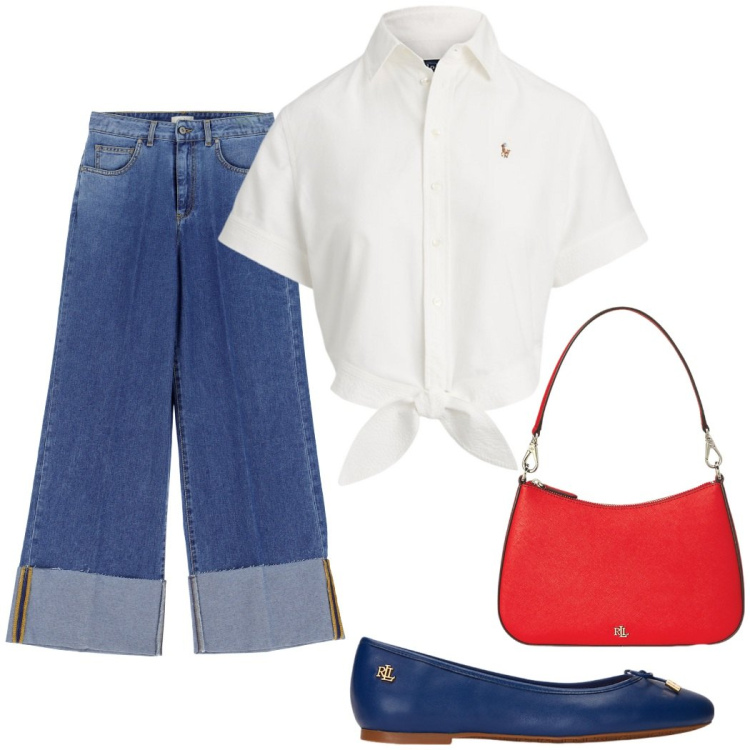 Outfit donna - Total look #2214047. Stile Casual per Tutti i giorni. Abbinamento con jeans, ballerine, borse a spalla, camicie.