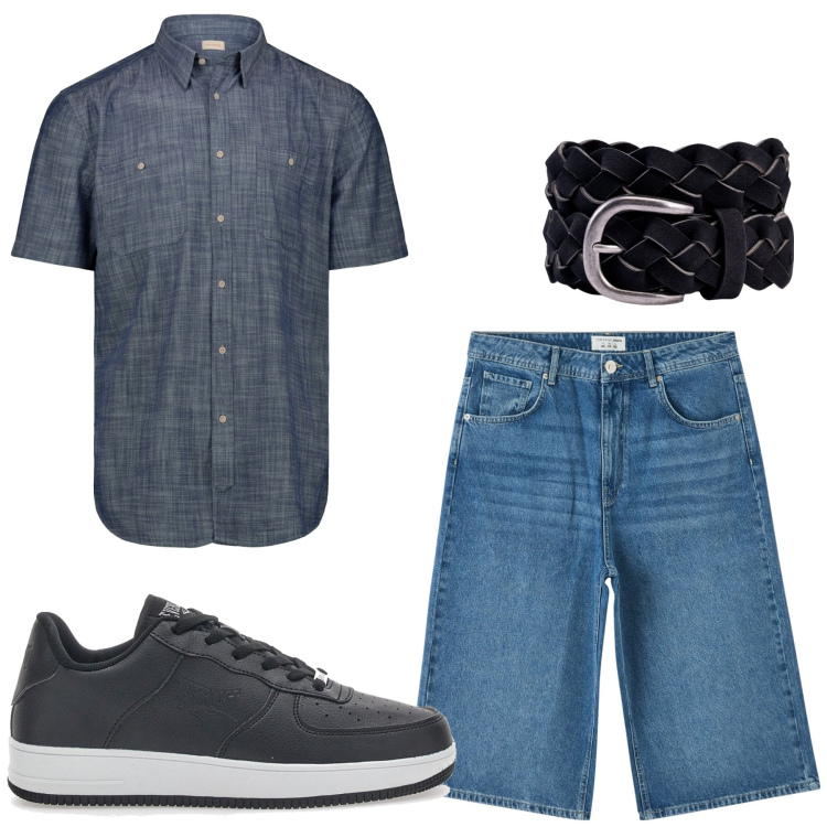 Outfit uomo - Total look #2214130. Stile Casual per Tutti i giorni. Abbinamento con pantaloni corti, sneakers, cinture, camicie a manica corta.