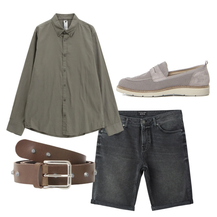 Outfit uomo - Camicia in lino oversize. Stile Casual per Tutti i giorni. Abbinamento con bermuda, camicie, cinture, scarpe stringate.
