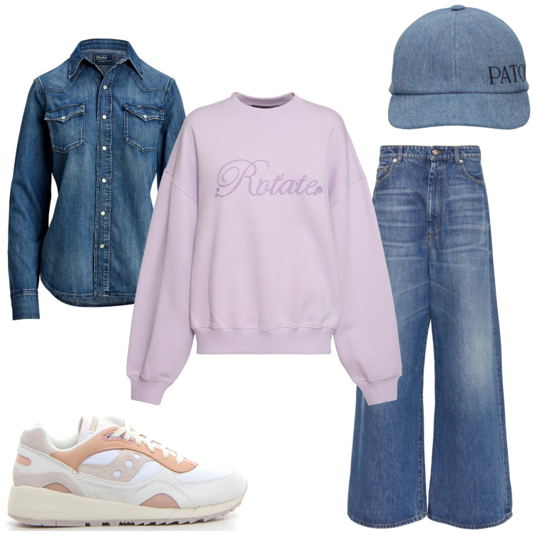 Outfit donna - Vacanza in montagna. Stile Casual per Tutti i giorni. Abbinamento con camicie, jeans, cappelli, felpe, sneakers.