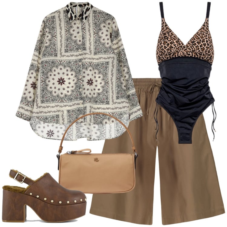 Outfit donna - Summer holiday. Stile Casual chic per Mare. Abbinamento con camicie, pochette, costumi interi, bermuda, sabot.
