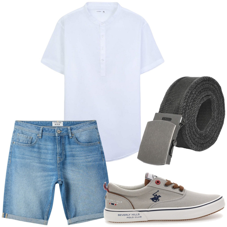 Outfit uomo - Total look #2214310. Stile Casual per Tutti i giorni. Abbinamento con bermuda, camicie a manica corta, cinture, sneakers.