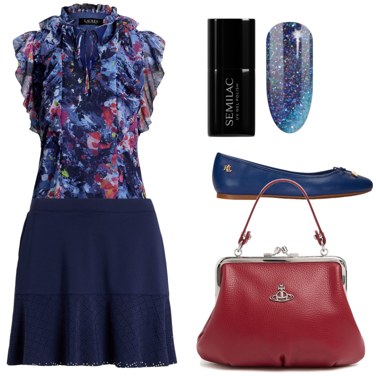 Outfit donna - Aperitivo con le amiche. Stile Bon Ton per Tutti i giorni. Abbinamento con smalti, minigonne, ballerine, top, borse a mano.