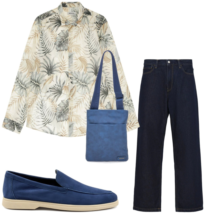 Outfit uomo - In città. Stile Casual per Tutti i giorni. Abbinamento con camicie, portafogli, scarpe stringate, jeans.