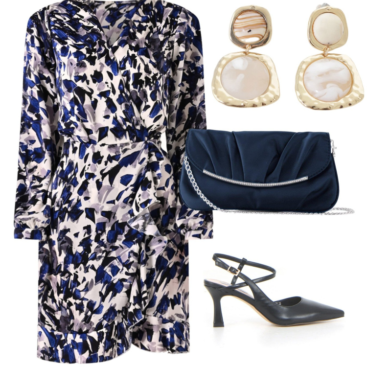 Outfit donna - Cerimonia fine agosto. per Cerimonia. Abbinamento con pochette, vestiti corti, orecchini, sandali in pelle.