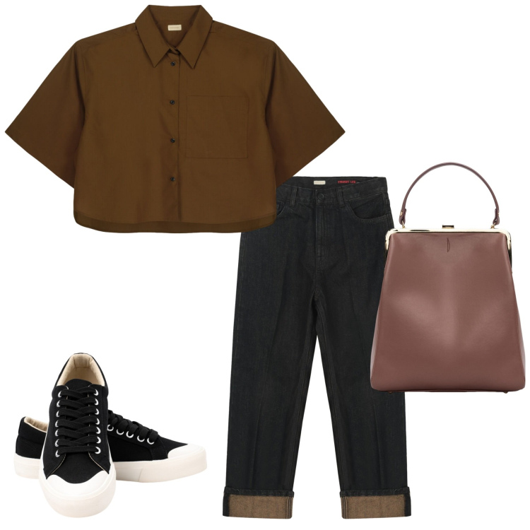 Outfit donna - Doppelganger sale. Stile Casual per Tutti i giorni. Abbinamento con jeans dritti, camicie a manica corta, borse a spalla, sneakers.