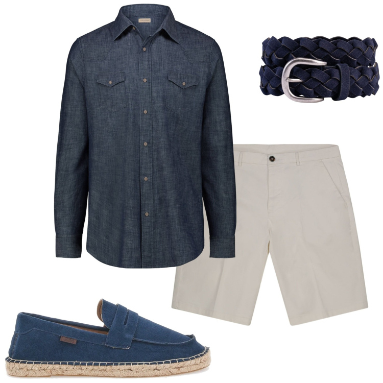Outfit uomo - Casual style. Stile Casual per Serata speciale. Abbinamento con cinture, espadrillas, bermuda, camicie.