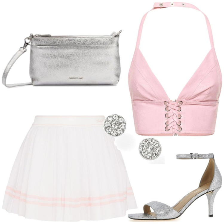 Outfit femme - Sporty chic #2729. Style Sporty chic pour Tous les jours. Assortir avec chaussures à talon, hauts, boucles d'oreilles, pochette, jupes.