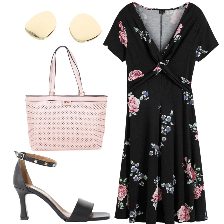 Outfit donna - Total look #2214737. Stile Bon Ton per Ufficio. Abbinamento con vestiti lunghi, sandali col tacco, orecchini, borse a spalla.