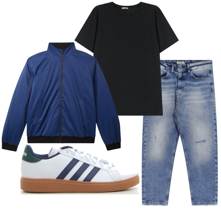 Outfit uomo - Total look #2214744. Stile Casual per Tutti i giorni. Abbinamento con giacche, t-shirt, jeans, sneakers.