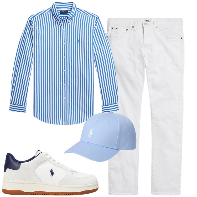 Outfit uomo - Ralph Lauren. Stile Urban per Tutti i giorni. Abbinamento con jeans, cappelli, sneakers, camicie.