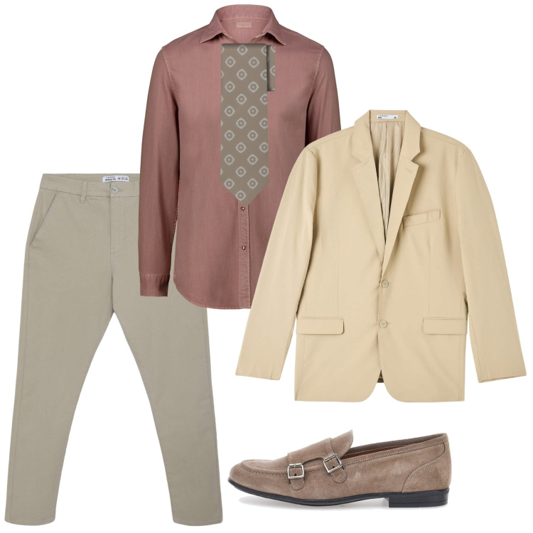 Outfit uomo - Chic ad agosto. Stile Business/Elegante per Tutti i giorni. Abbinamento con giacche, pantaloni chino, camicie, scarpe stringate, cravatte.