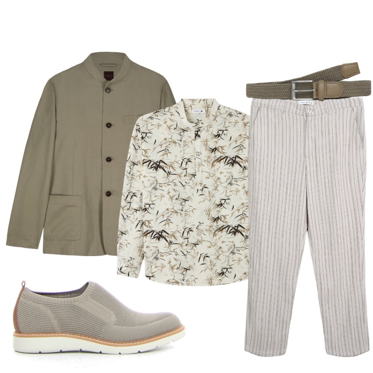 Outfit uomo - Eleganza informale. Stile Trendy per Serata speciale. Abbinamento con camicie, pantaloni chino, cinture, giacche, scarpe stringate.