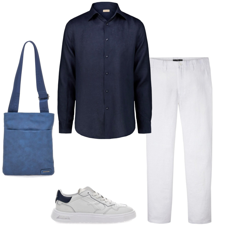 Outfit uomo - Tuesday. Stile Casual per Tutti i giorni. Abbinamento con pantaloni, sneakers, portafogli, camicie.