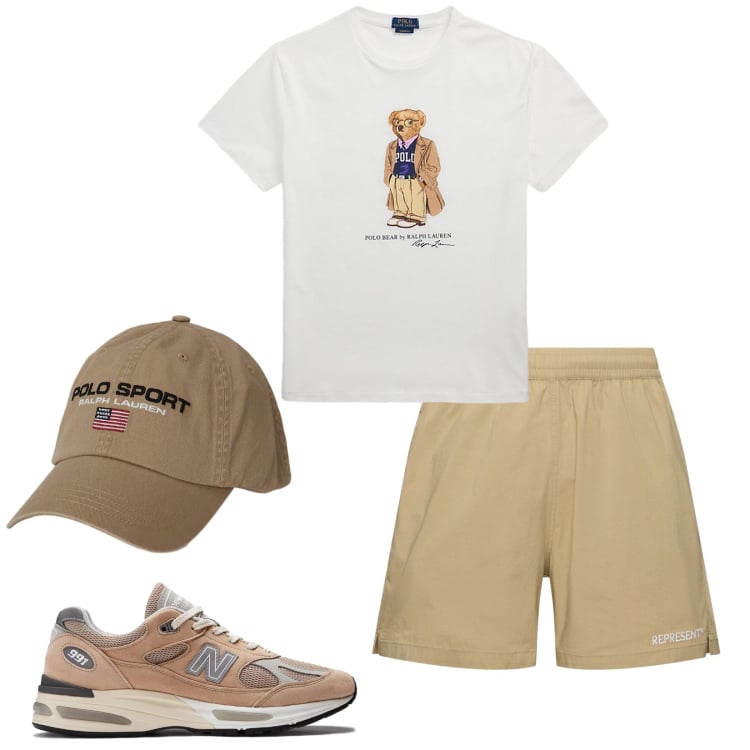 Outfit uomo - Wednesday. Stile Casual per Sport. Abbinamento con sneakers, t-shirt, cappelli, shorts.