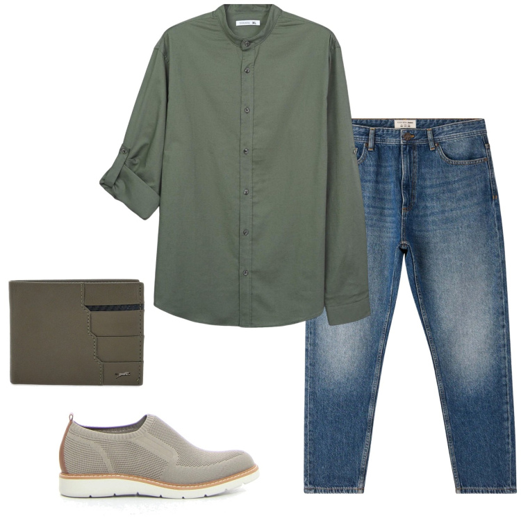 Outfit uomo - Thursday. Stile Casual per Serata speciale. Abbinamento con camicie, jeans, portafogli, scarpe stringate.