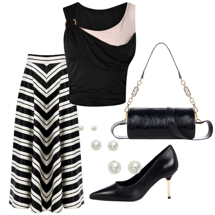 Outfit donna - Abiti Rinascimento. Stile Chic per Tutti i giorni. Abbinamento con décolleté, gonne, top, borse a mano, orecchini.