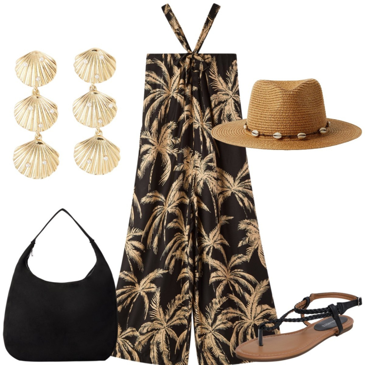 Outfit donna - Total look #2215015. Stile Casual chic per Tutti i giorni. Abbinamento con borse a mano, ciabatte, orecchini, tute, cappelli.