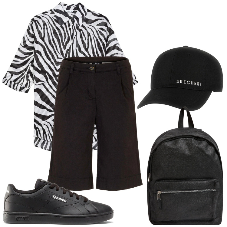 Outfit donna - Aria mascolina. Stile Mannish per Tutti i giorni. Abbinamento con shorts, camicie, zaini, cappelli, sneakers.