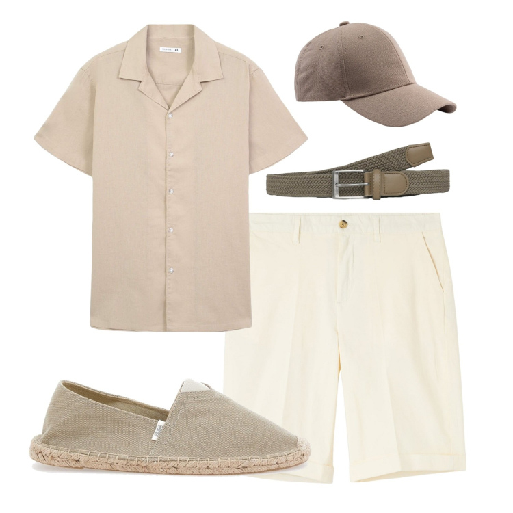 Outfit uomo - Leggerezza!. Stile Casual per Mare. Abbinamento con bermuda, camicie a manica corta, cinture, espadrillas, cappelli con visiera.