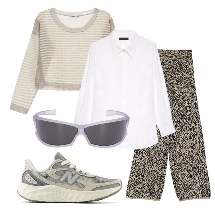 Outfit donna - Casual nel week end. Stile Casual per Tutti i giorni. Abbinamento con sneakers, pantaloni, maglieria, camicie, occhiali da sole.