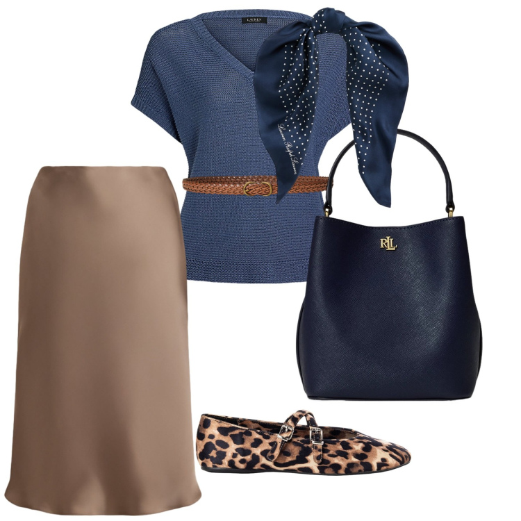 Outfit donna - Vacanze ad agosto. per Mare. Abbinamento con ballerine, cinture, borse a secchiello, gonne, foulard, maglieria.