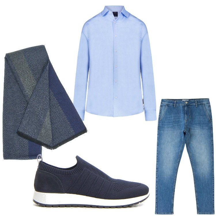 Outfit uomo - Aperitivo a San Candido. Stile Business/Elegante per Serata speciale. Abbinamento con jeans skinny, sneakers, camicie, sciarpe.