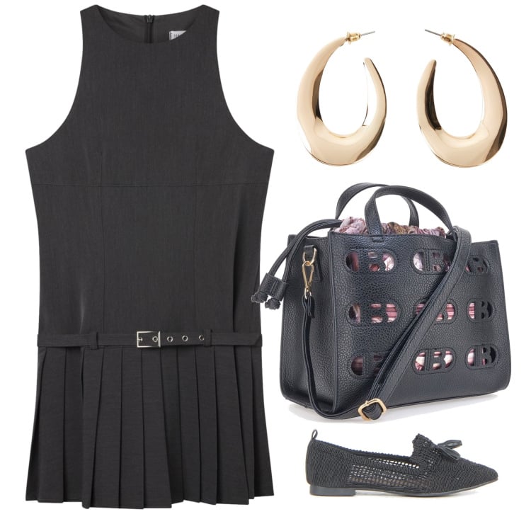 Outfit donna - Centro città un sabato d agosto. Stile Urban per Tutti i giorni. Abbinamento con orecchini, vestiti corti, borse a mano, ballerine.