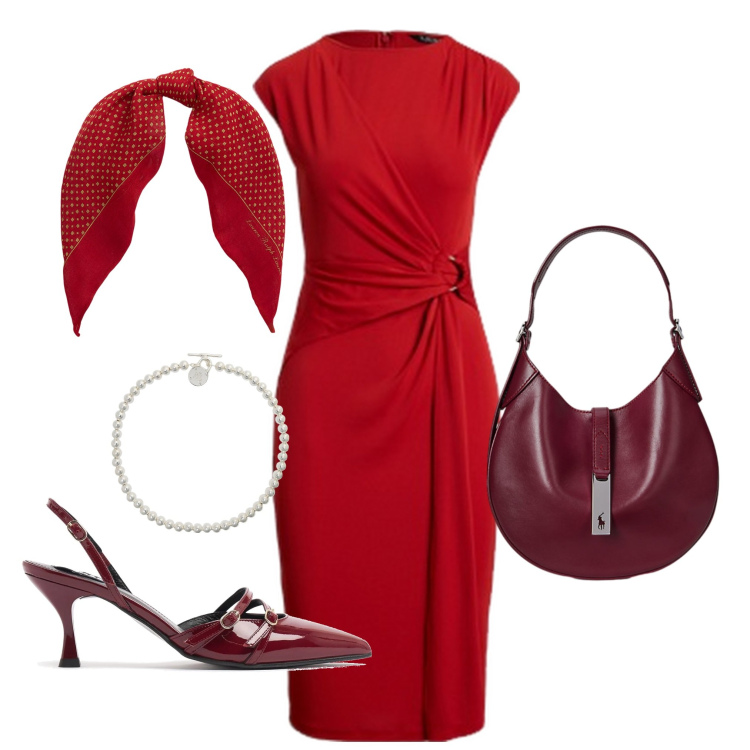 Outfit donna - Lauren 6. Stile Chic per Serata fuori. Abbinamento con vestiti, collane, foulard, borse a spalla, décolleté.
