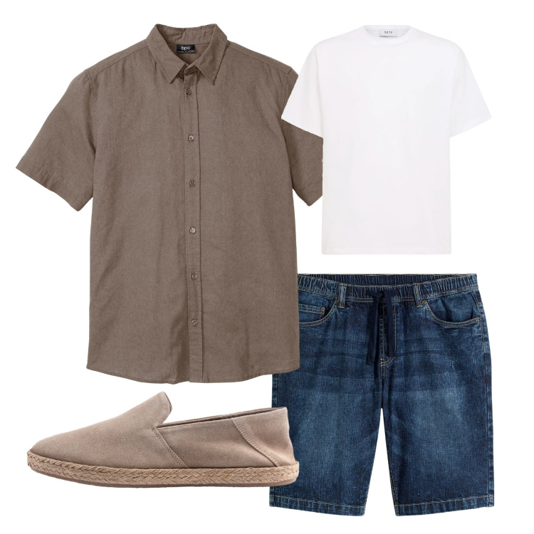 Outfit uomo - Casual!. Stile Casual per Mare. Abbinamento con bermuda, camicie a manica corta, t-shirt, espadrillas.