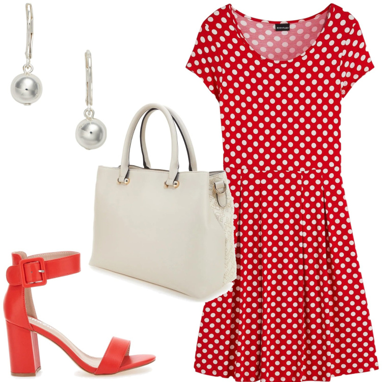 Outfit donna - Total look #2215506. Stile Bon Ton per Tutti i giorni. Abbinamento con vestiti, orecchini, sandali col tacco, borse a tracolla.