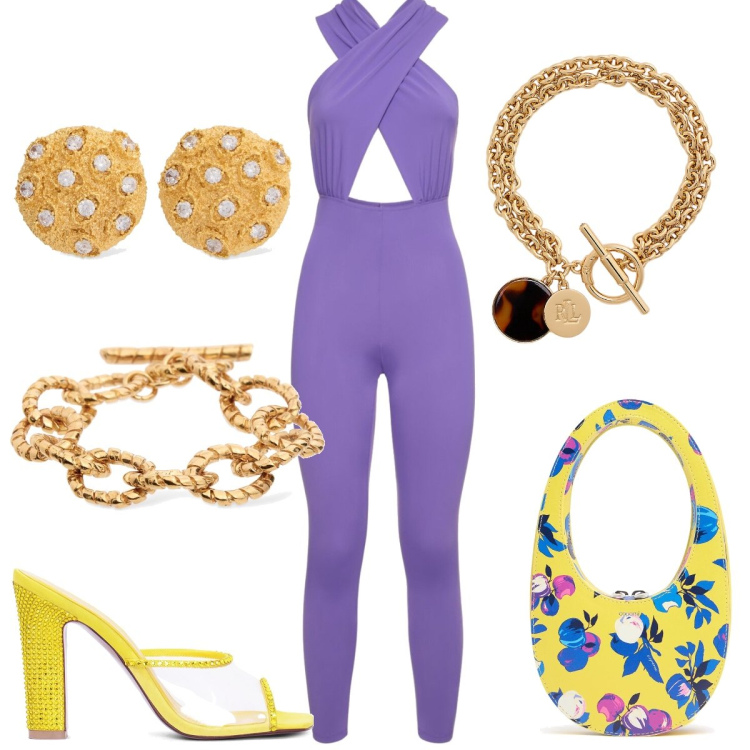 Outfit donna - A ballare. Stile Vintage retrò per Serata fuori. Abbinamento con braccialetti con ciondoli, braccialetti, orecchini, borse a mano, pantofole, tute.