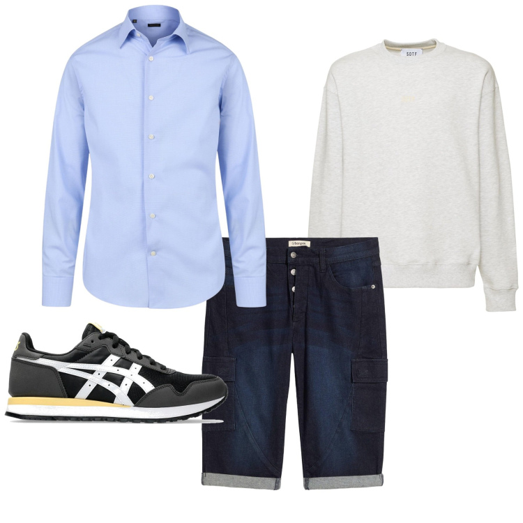 Outfit uomo - Total look #2215598. Stile Casual per Tutti i giorni. Abbinamento con bermuda, camicie, sneakers, felpe.
