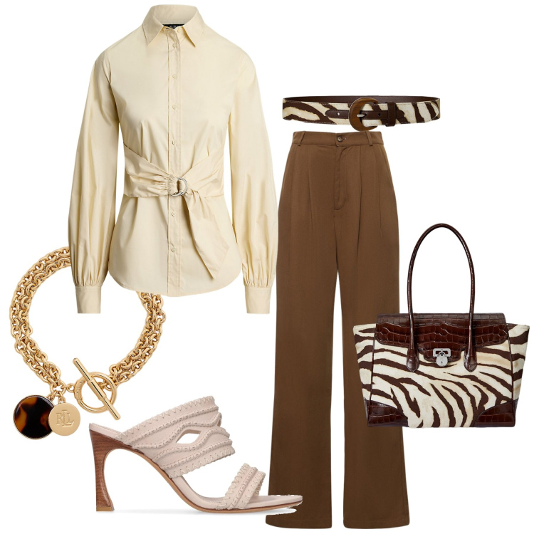 Outfit donna - Total look #2215612. Stile Etnico per Tutti i giorni. Abbinamento con borse a mano, cinture, camicie, braccialetti con ciondoli, pantaloni, pantofole.